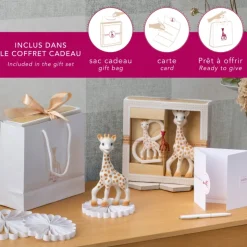 Matières Naturelles|Coffrets-Sophie la girafe Coffret naissance prêt à offrir et Colo'rings